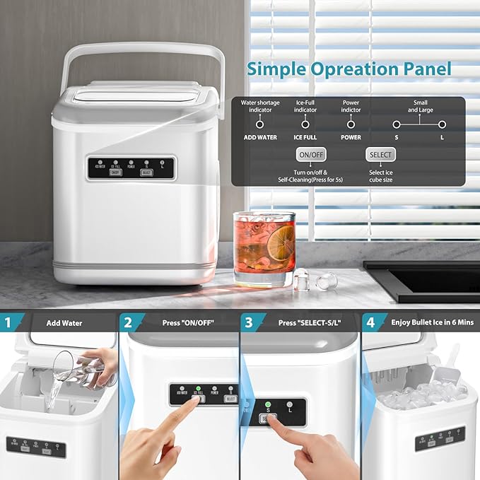 Ice Maker Machine Countertop Portable Compact Small Bullet Ice Maker - Image 6