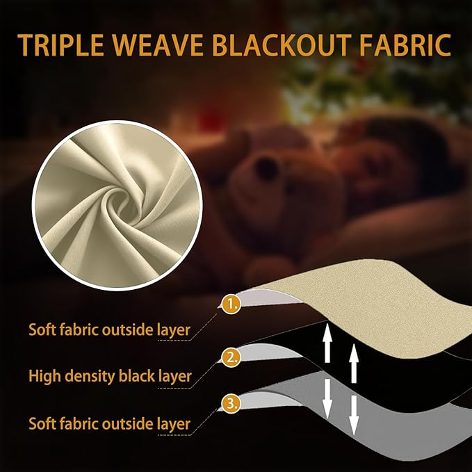 KOUFALL Beige Curtains Blackout 70-80% Black Out Curtains 84 Inch Long - Image 7