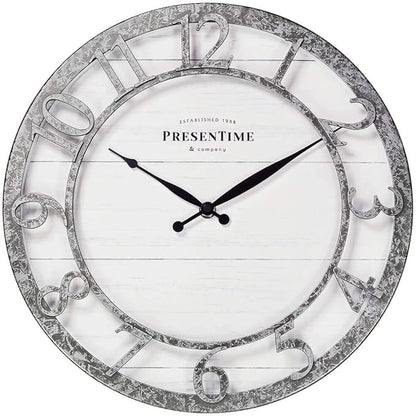 Presentime & Co 13" Farmhouse Series Wall Clock, Quartz Movement, Shiplap Style by Presentime