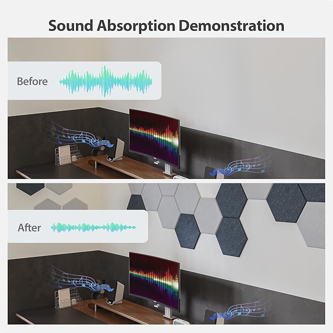 Amantech 12 Pack Acoustic Panels Self Adhesive Sound Proof Foam, High Density - Image 3