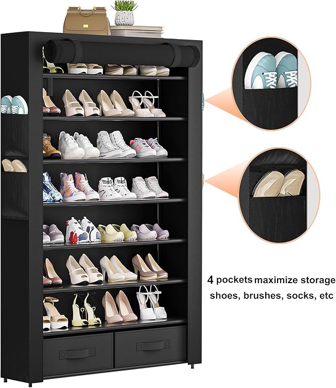 OYREL Tall Shoe Rack Dustproof Cabinet Large Capacity 8 Tier Shoe Organizer - Image 4