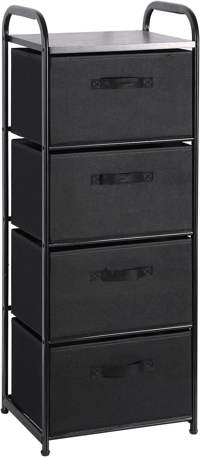 MAX Houser 4 Drawer Fabric Dresser Tall Storage Tower, Dresser Chest by MAXHouser