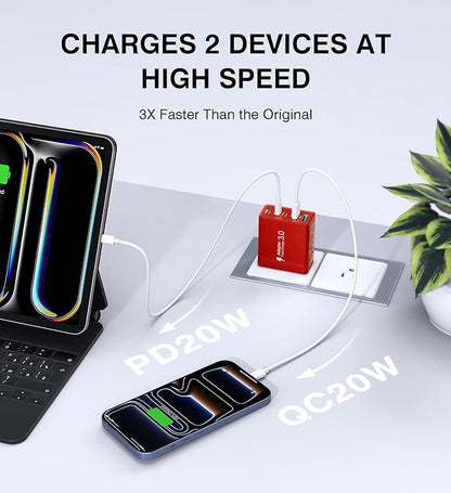 2Pack USB C Fast Charger Block, 60W 5-Port Type C Wall Charger Brick, 2 USB A - Image 3