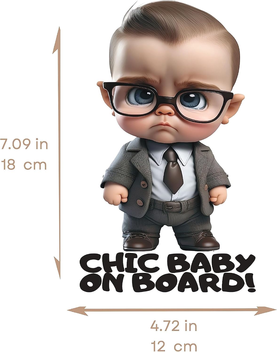 3D Baby on Board Sticker for Cars - New Generation - Chic Baby on Board - Large 7 Inches Safety Sign