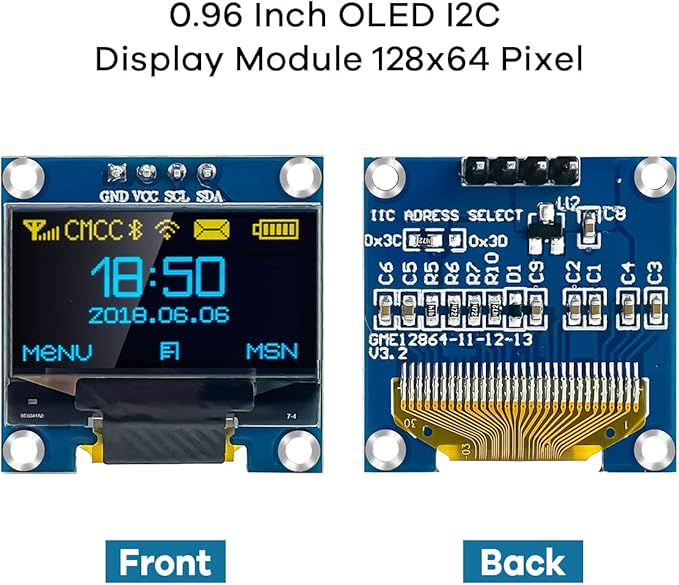 Hosyond 5 Pcs 0.96 Inch OLED I2C IIC Display Module 12864 128x64 Pixel SSD1306 - Image 2
