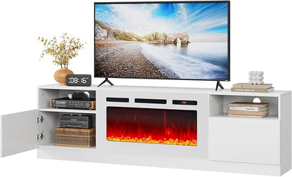 Fireplace TV Stand with Two Hinged Doors - Image 2