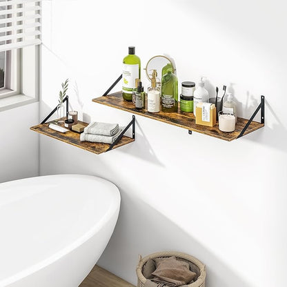 Heimlove Deep Floating Shelves for Wall, 24W x 12D Wood Wall Shelves Set of 2 - Image 7