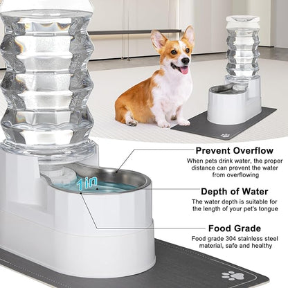 RIZZARI Large Water Dispenser for Dogs: 8L Gravity White Automatic Stainless - Image 5