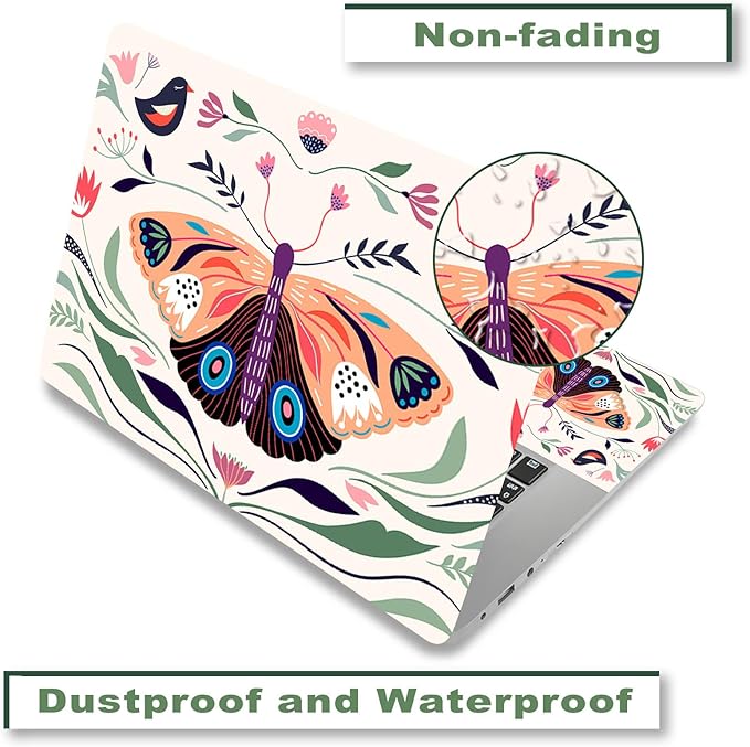 Laptop Skin Sticker Decal, Waterproof Removable, Butterfly Birds - Image 4