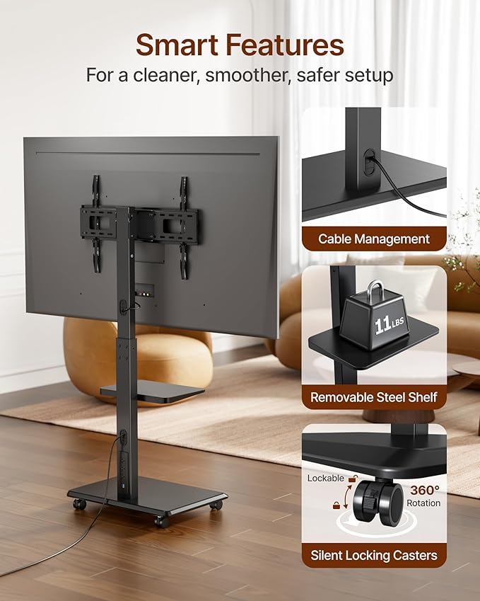 ECOTINY Steel Base Rolling TV Stand - Image 6