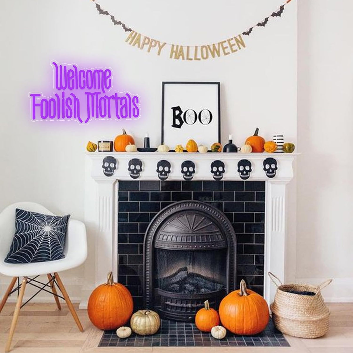 Welcome Foolish Mortals Neon Sign, Halloween Neon Light Spooky Gothic Haunted...