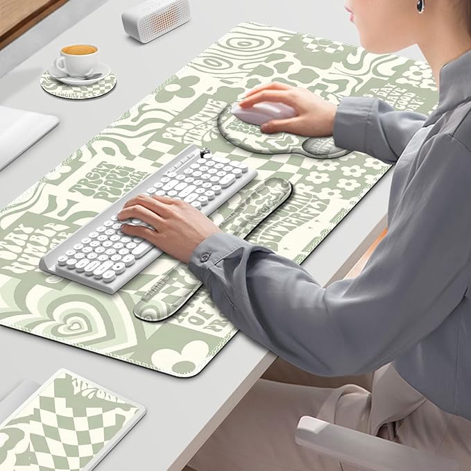 Large Desk Mat, Desk Pad Protector, XXL Mousepad + Keyboard Wrist Rest+Mouse - Image 7