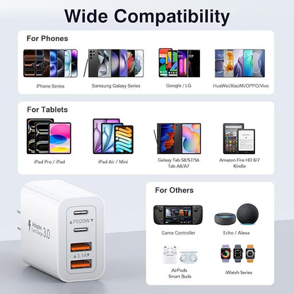 USB C Wall Charger, 40W Fast USB C Charger Block, 4-Port PD+QC Wall Plug Power - Image 4