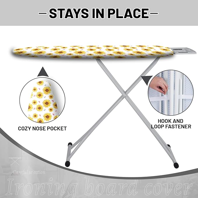 Extra Thick Ironing Board Cover and Pad, Summer Sunflowers 15x54 Ironing Board - Image 3