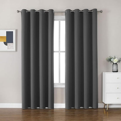 CUCRAF Dark Grey Blackout Curtains 108 inch Length, Thermal Insulated Room by CUCRAF