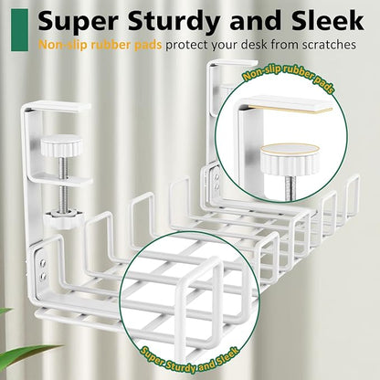 Under Desk Cable Management Tray, L 15.7''W 6.3'' No Drill Steel Desk Cable - Image 5