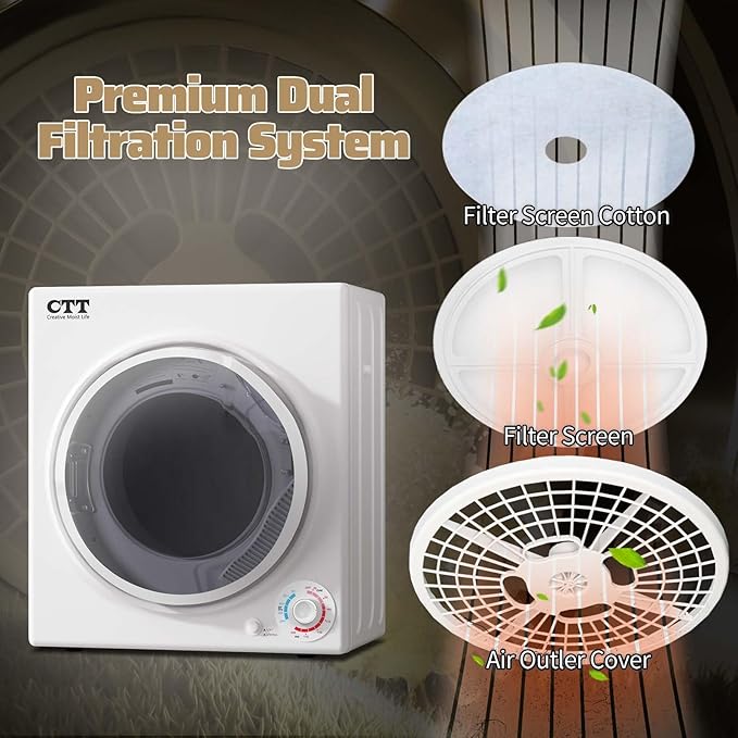 CTT Portable Clothes Dryer 3.5 cu.ft, 110V Laundry Dryer - Image 5