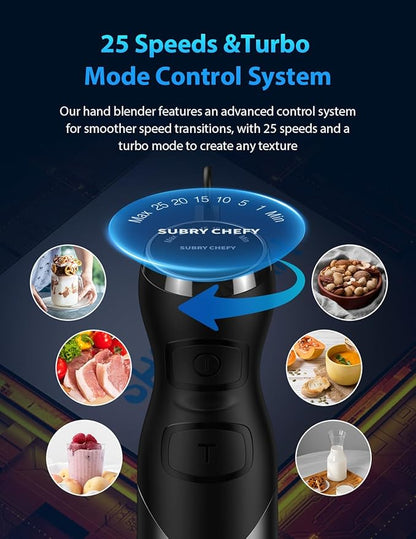2025 New 1000W Immersion Blender Handheld – 25-Speed, Stainless Steel, Hand - Image 3