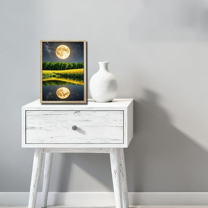 URVIP LED Glowing Photo Frame, 3D Starry-Sky Blue Moon Wall Art, 9x12 Inches - Image 5