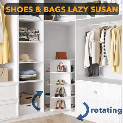 SpaceAid 4 Tier Rotating Shoe Rack Tower, Spinning Shoe Display Lazy Susan - Image 4