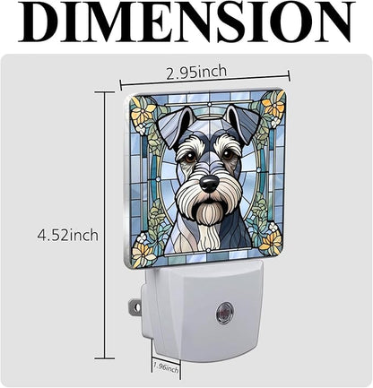 PODMemory Miniature Schnauzer Stained Glass Night Lights Plug into Wall - Image 2