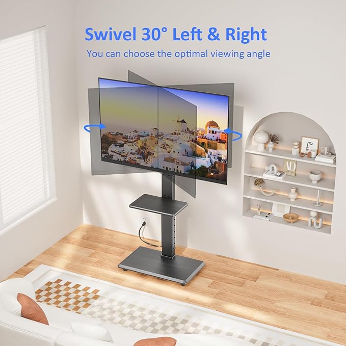 Rolling TV Stand with Power Outlet, Mobile TV Cart - Image 4