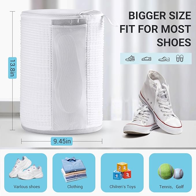Teletrogy Large Shoe Bag for Washing Machine, Two-Zone Design, 2 Mesh Pockets - Image 6