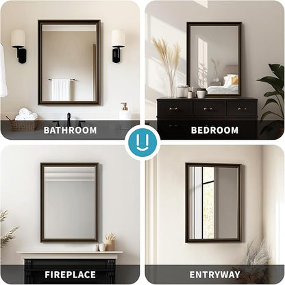 Retro Copper Effect Framed Wall Mirror, 24x36 Rectangle Mirror, - Image 8