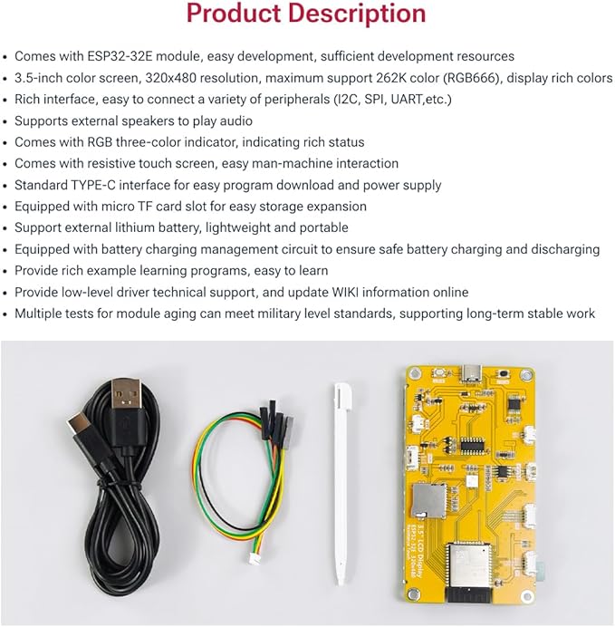 Hosyond 3.5'' 320x480 Touch Screen ESP32 Display - Image 5