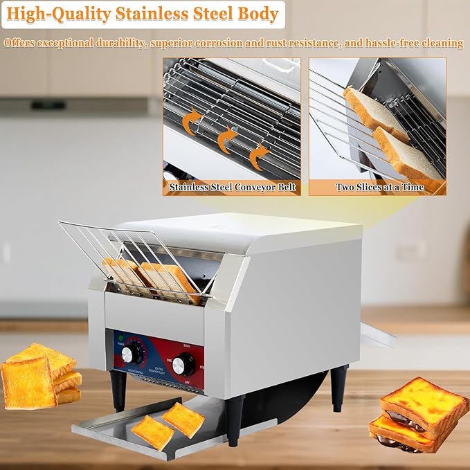 CTJ Commercial Toaster 300 Slices/Hour Electric Conveyor Belt Toaster Heavy - Image 4