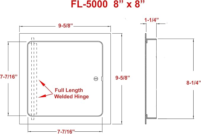 Premier 5000 Series Commercial Grade Steel Access Door, 8 x 8 Flush Universal - Image 4