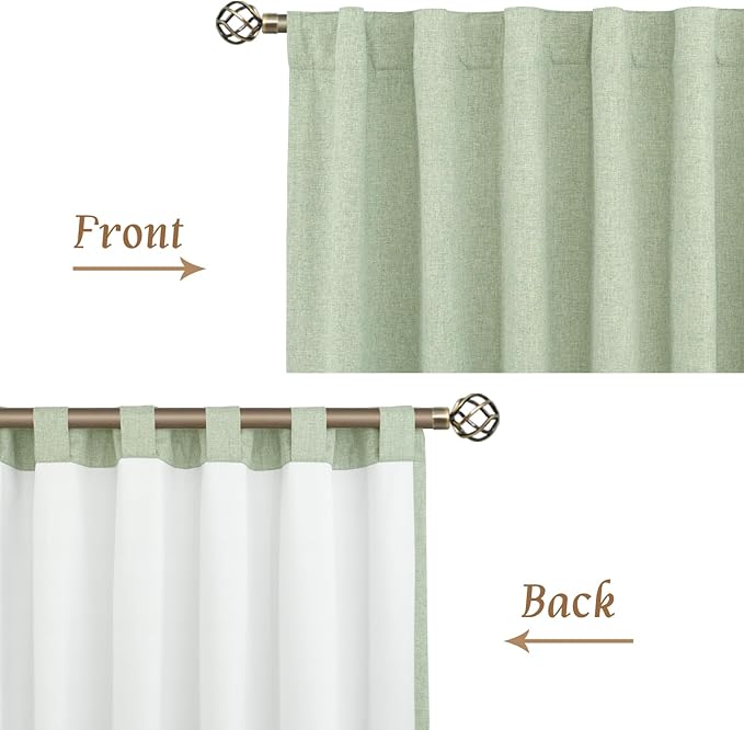 LAMIT Natural 100% Blackout Linen Curtains, 54 Inches Linen Textured Thermal - Image 8