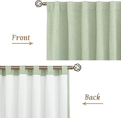 LAMIT 100% Blackout Linen Curtains, 80 Inches Linen Textured Thermal Bedroom - Image 7