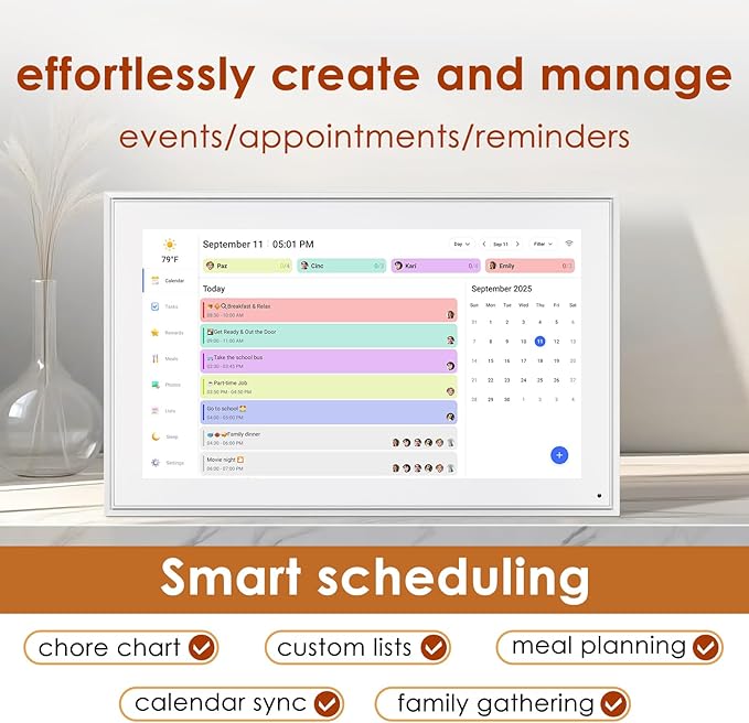 Digital Calendar 15.6 Inch, Electronic Calendar Chore Family Schedules - Image 5