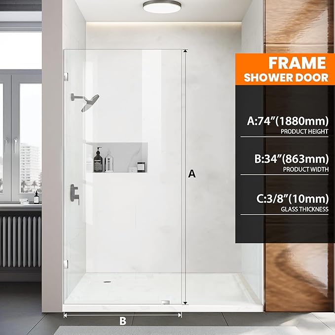 Bathroom Shower Glass Door 34 * 74" - Image 2