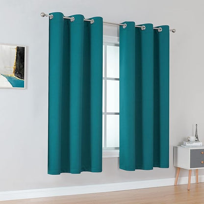 DUALIFE 2 Panel Teal Blackout Curtains - Image 2