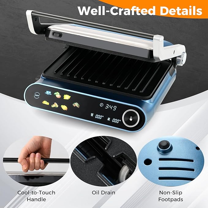 Happygrill 3 in 1 Panini Press Electric Indoor Grill & Sandwich Maker, 1200W - Image 8