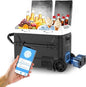 Electric Cooler with Battery 12V 52 Quart Car Refrigerator Dual Zone Dual Door by Jumpdy