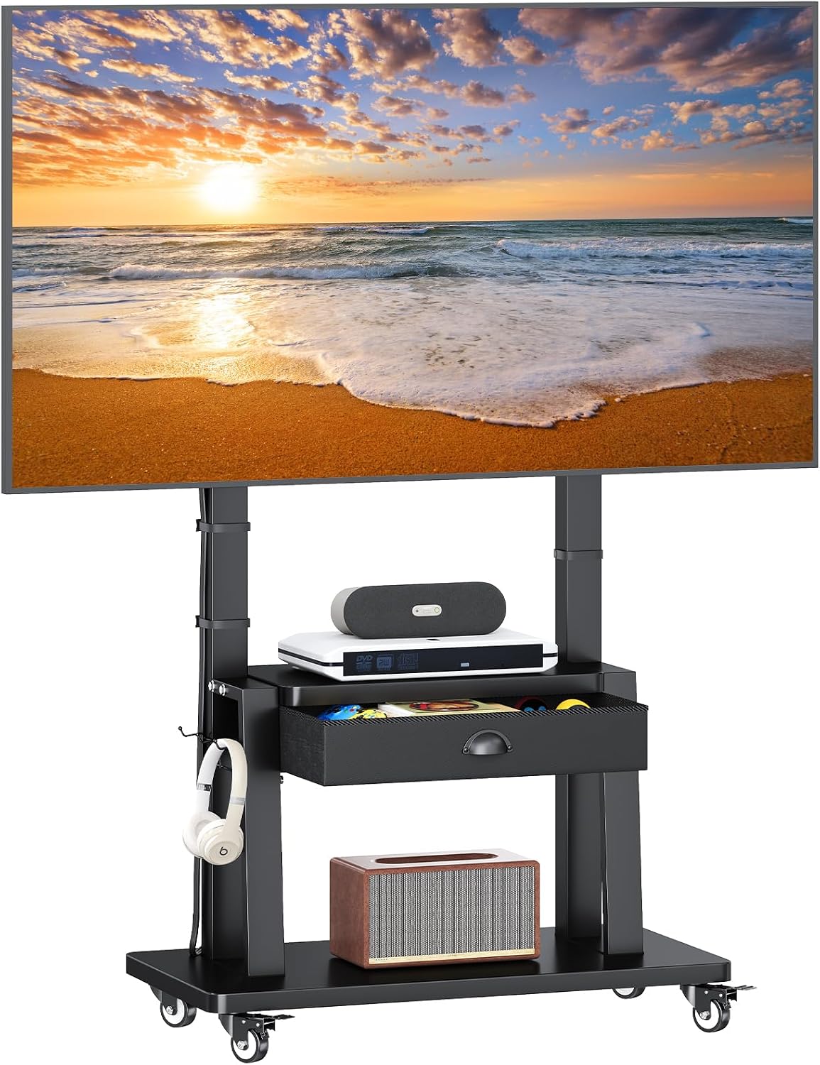 Mobile TV Stand on Wheels for 42-100 inch TVs up to 330lbs, Rolling TV Cart w...