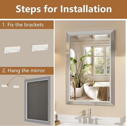 SMIROR Brushed Silver Bathroom Mirror - Image 5
