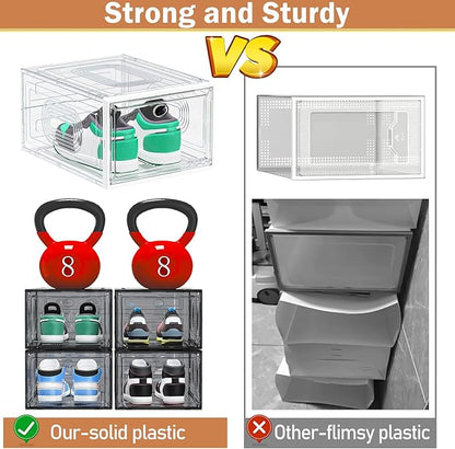 6 Pack Thicken Shoe Organizer Stackable, Upgraded Sturdy Shoe Storage Box - Image 4