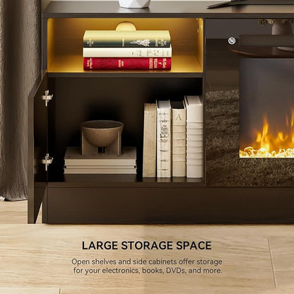 YISUFO 80” TV Stand with 36” Electric Fireplace, Large Modern Media - Image 7