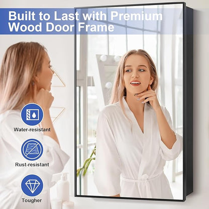 Medicine Cabinet with Mirror, 20x30 Inch Rectangle Wall Mounted Bathroom Vanity - Image 4
