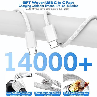 10Foot iPhone 17/16/15 Cord Fast Charging, iPhone 16e/16/15/15Pro, iPad - Image 4