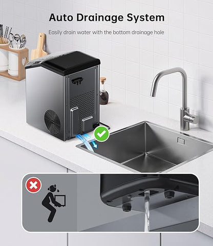Ice Maker Nugget Countertop 40LBS Pebble Ice Machine, Quick Ice Making - Image 6