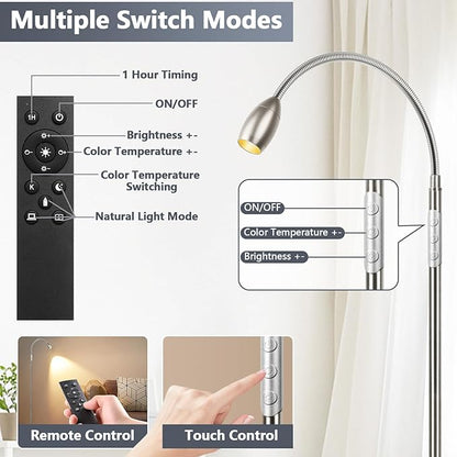 Reading Floor Lamp, Dimmable Zoomable Spotlight, Adjustable Color Beam Standing - Image 6