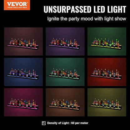 VEVOR LED Lighted Liquor Bottle Display, 2 Tiers 60 Inch Commercial Illuminated - Image 4