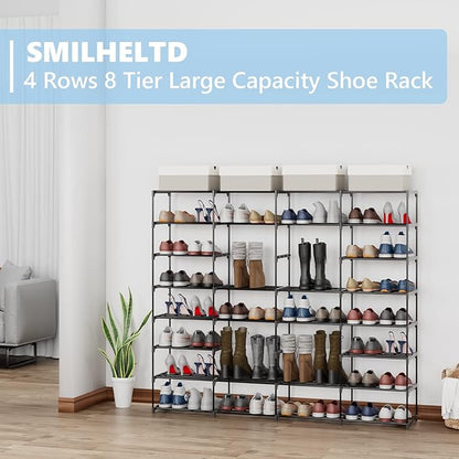 Large Shoe Rack 4 Rows 8 Tier 56-64 Pairs Big Shoes Storage Organizer Garage - Image 4