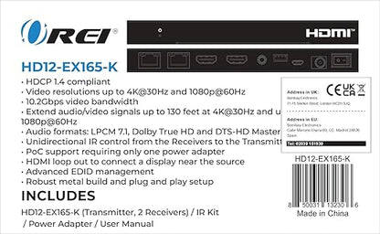OREI 4K 1x2 HDMI Over ethernet Extender Splitter Over CAT6/7 ethernet Cable - Image 9