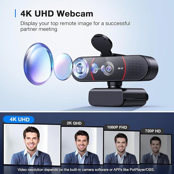 EMEET C960 4K Webcam with Tripod, 4K UHD Sony Sensor, 3 Adjustable Height Mini - Image 4